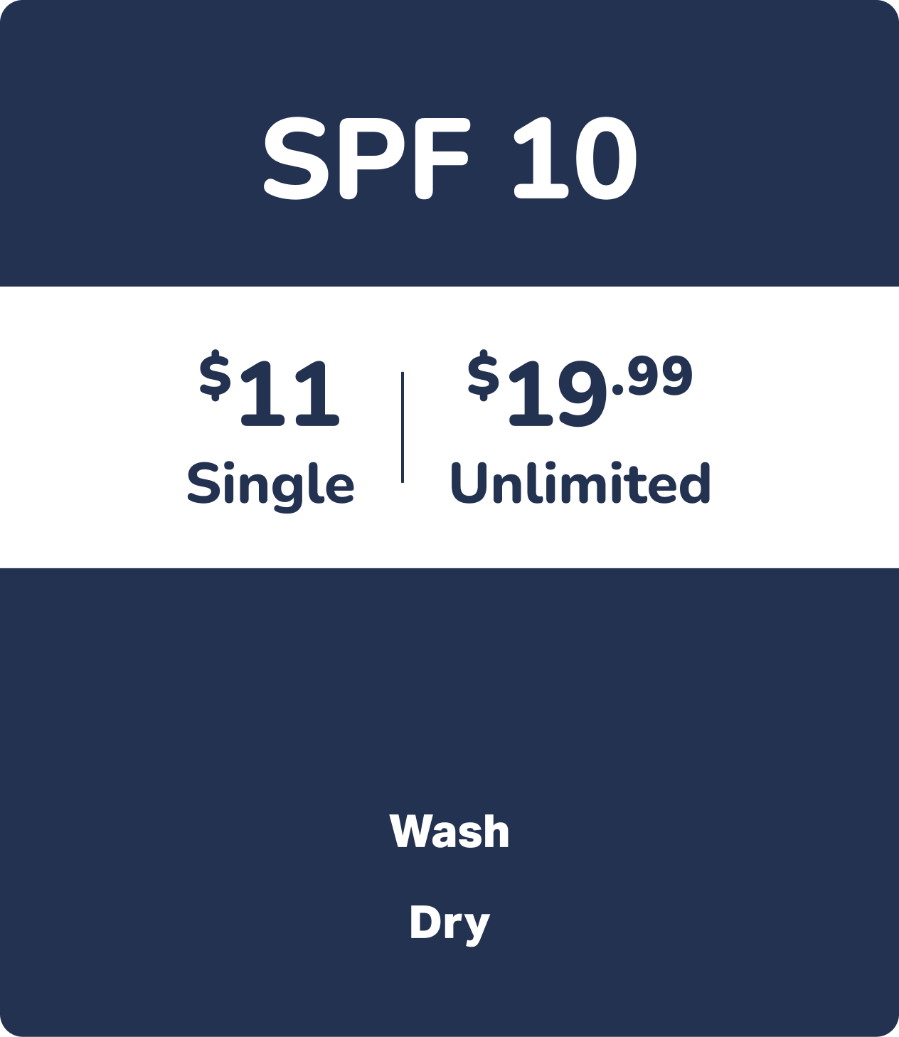 SPF 10 level Wash Package